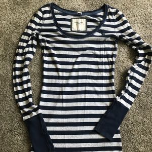 Grey and navy striped Abercrombie long sleeve